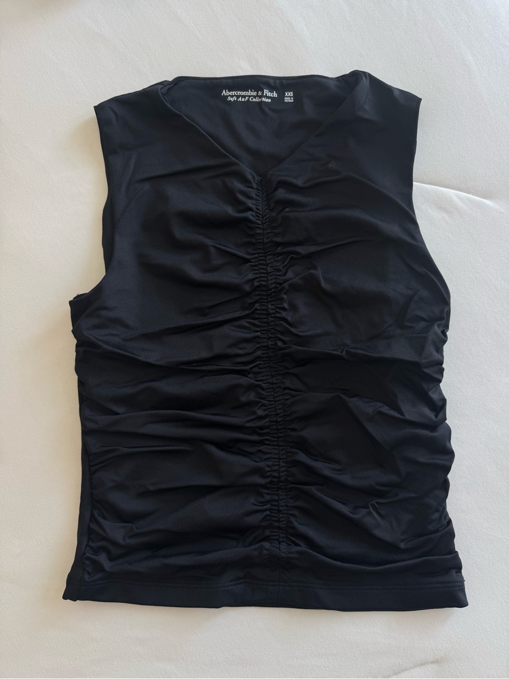 Abercrombie & Fitch Black Ruched V-Neck Tank Top